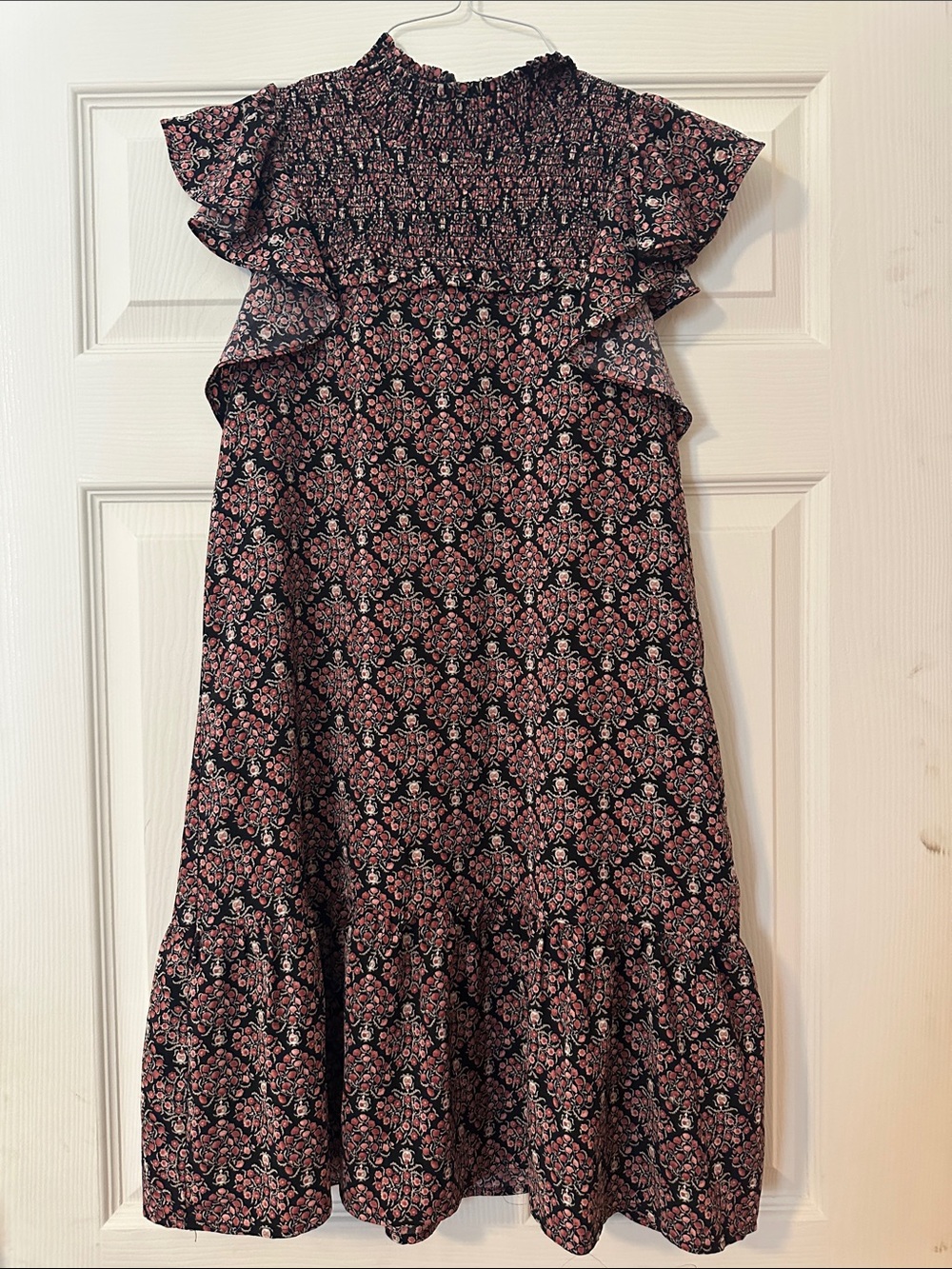 THML Black and Pink Floral Midi Dress